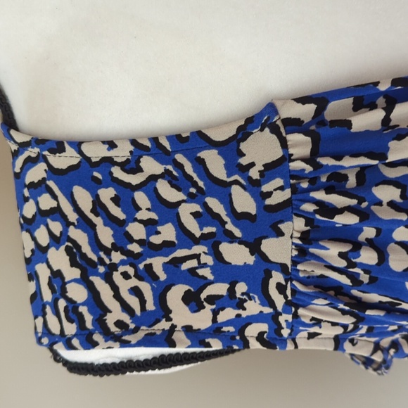 Charter Cub Faux Wrap Empire Waist Floral Sleeveless Dress LARGE Blue Black - Picture 5 of 16